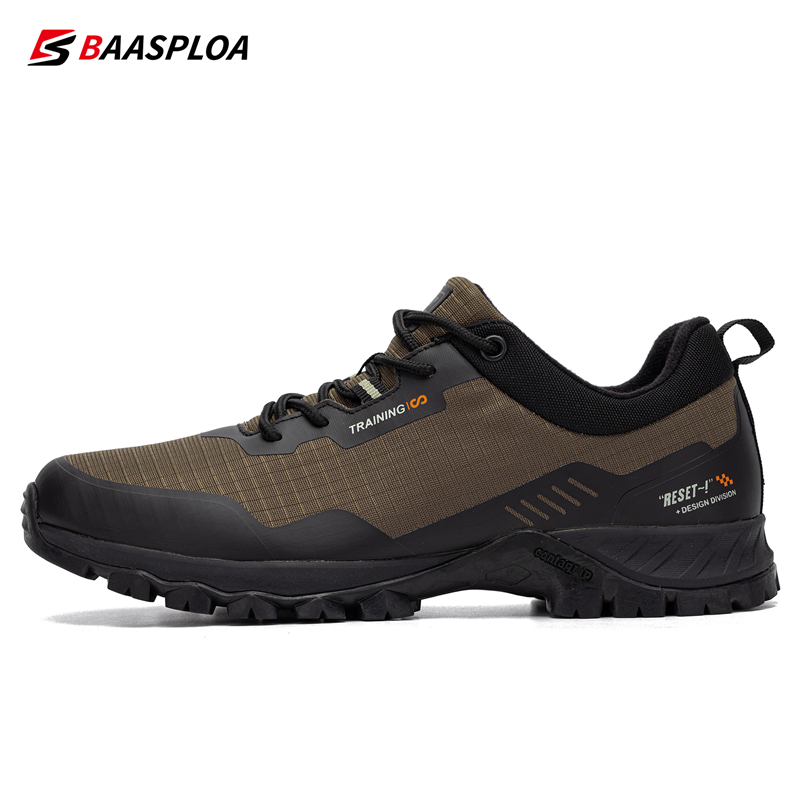 Baasploa masculino antiderrapante e resistente ao desgaste caminhadas sapatos de viagem moda impermeável tênis ao ar livre confortável sapatos esportivos masculinos: Marrom / 41