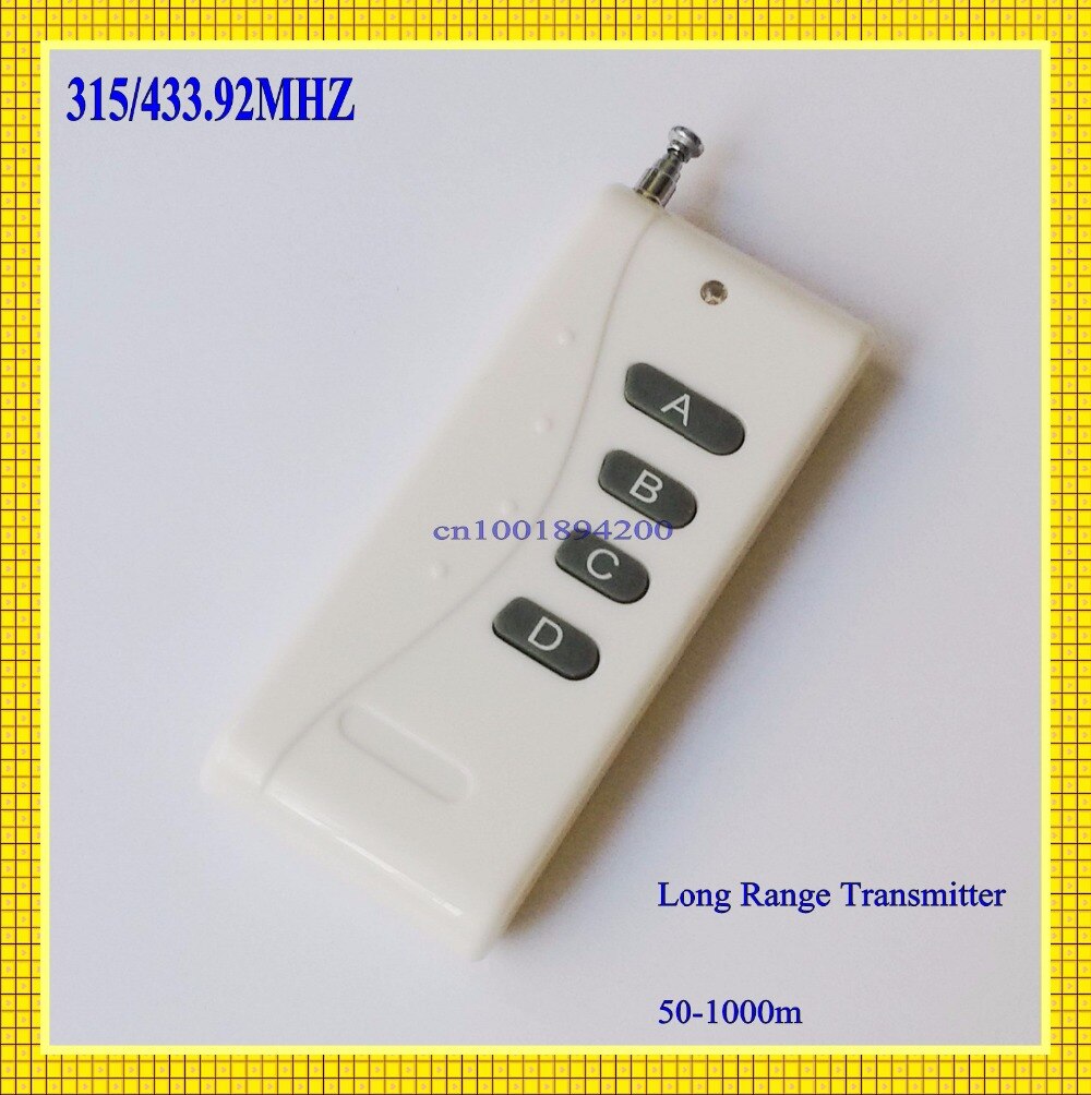 RF Remote Control Radio Long Range Transmitter 315/433 High-grade 1 Button Remote 1000m Wireless Remote Power Switch