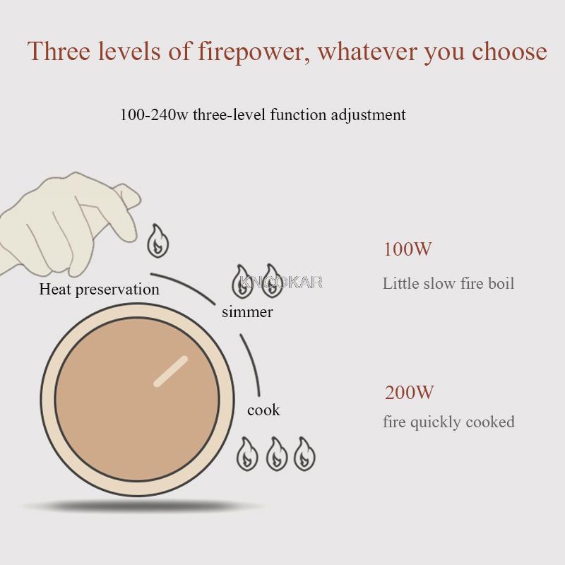 1L Folded Food grade Silicone slow cooker portable cooking pot Mini pot Travel electric cooker 3gear adjustment 100-240V