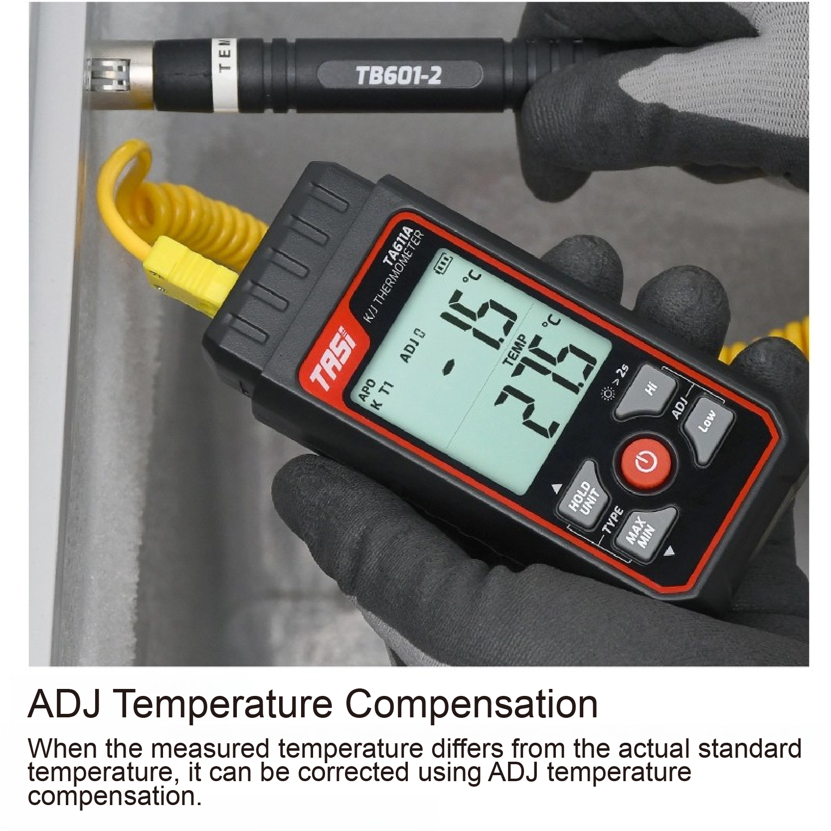 TA611A Single Channel K Type Thermocouple Thermometer High Precision Digital Surface Temperature Gauge with Contact Probe
