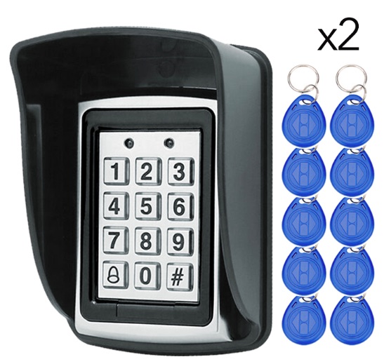 Contactless Rfid Teclado de Control de Acceso de Metal Con Cubierta A Prueba de agua Controlador de La Puerta Eléctrica de Bloqueo de Seguridad + 20 unids 125 KHz Llaveros: keypad cover 20 keys