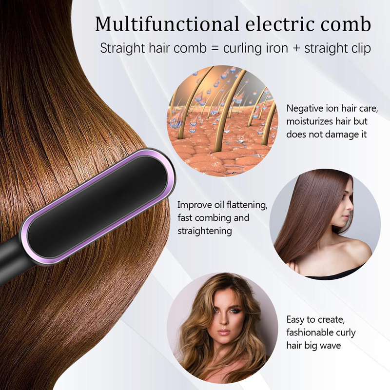 Elektrische Glätten Haar Pinsel Professionelle Curler Haarglätter Kamm Schnelle Heizung Keramik Haarglätter