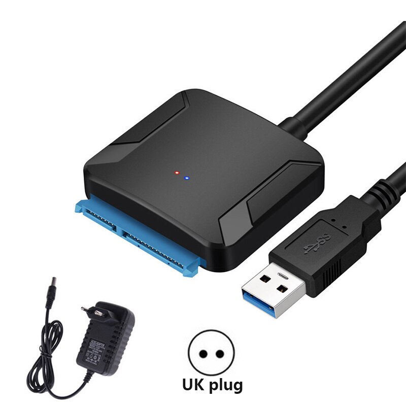 2.5/3.5 Inch USB 3.0 To SATA Convert Cable 22pin SataIII To USB3.0 Adapters For HDD SSD Fast: with UK Plug