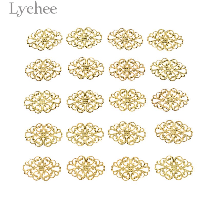Lychee Leven 20 stuks Metalen Filigraan Bloem Plakjes Goud Kleur Zilver Kleur Scrapbooking Versieringen DIY Album Decoratie