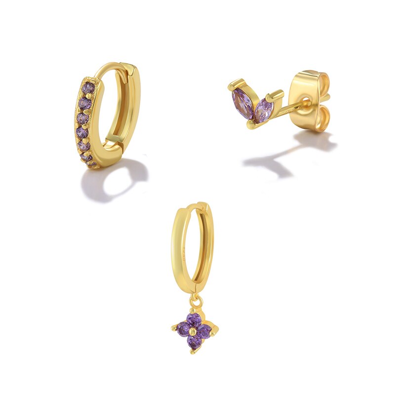 Canner colorido zircão piercing cartilagem hoop brincos para mulheres boêmio geométrico cristal redondo brinco moda jóias presentes: set4