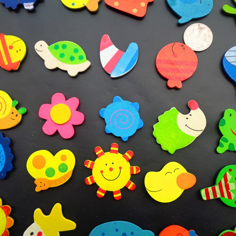 12 stks/set Magneet voor Koelkasten Baby Leuke Magneten Houten Cartoon Dier Kind Educatief Speelgoed Koelkastmagneet