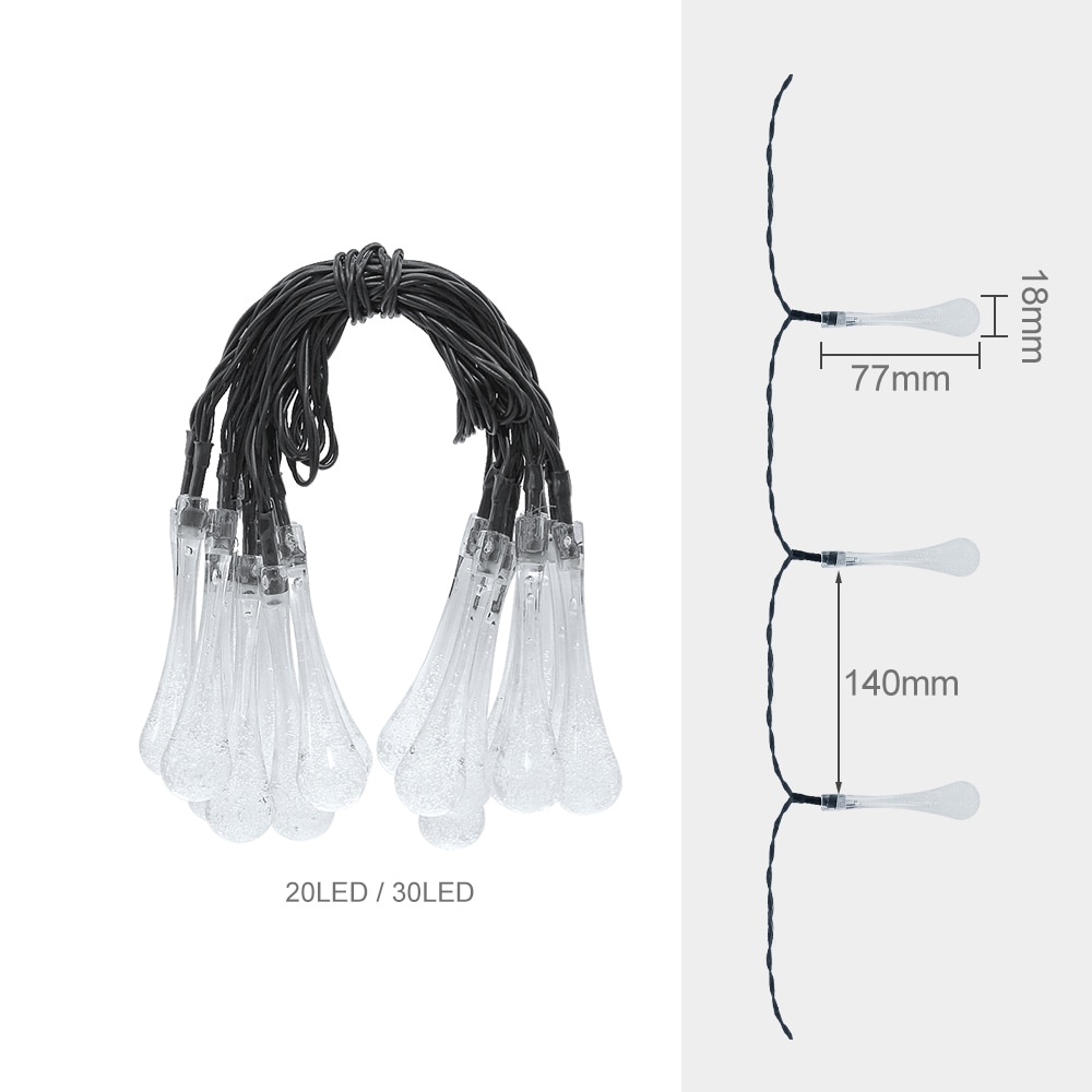 4.8M 6M Solar LED String Lights Flash Water Fairy Lamp Sensor Waterproof For Wedding Christmas Outdoor Garden Decoration