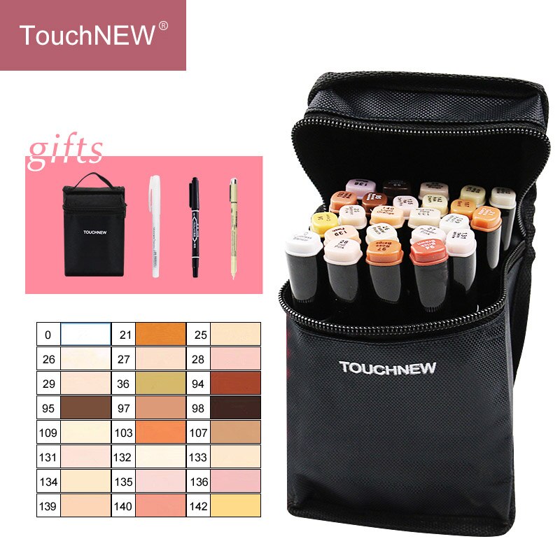 TouchNEW 12/24 Kleuren Skin Tone Sketch Markers Set Dual Head Alcohol Gebaseerde inkt Markers Pen Voor Tekening Animatie art Supplies: Touchnew-24black