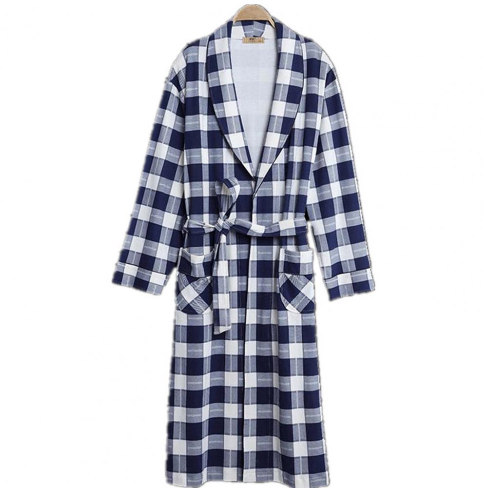 Bata de baño informal para hombre, ropa de dormir con bolsillos de bloque de Color suave, de manga larga, bata de casa,