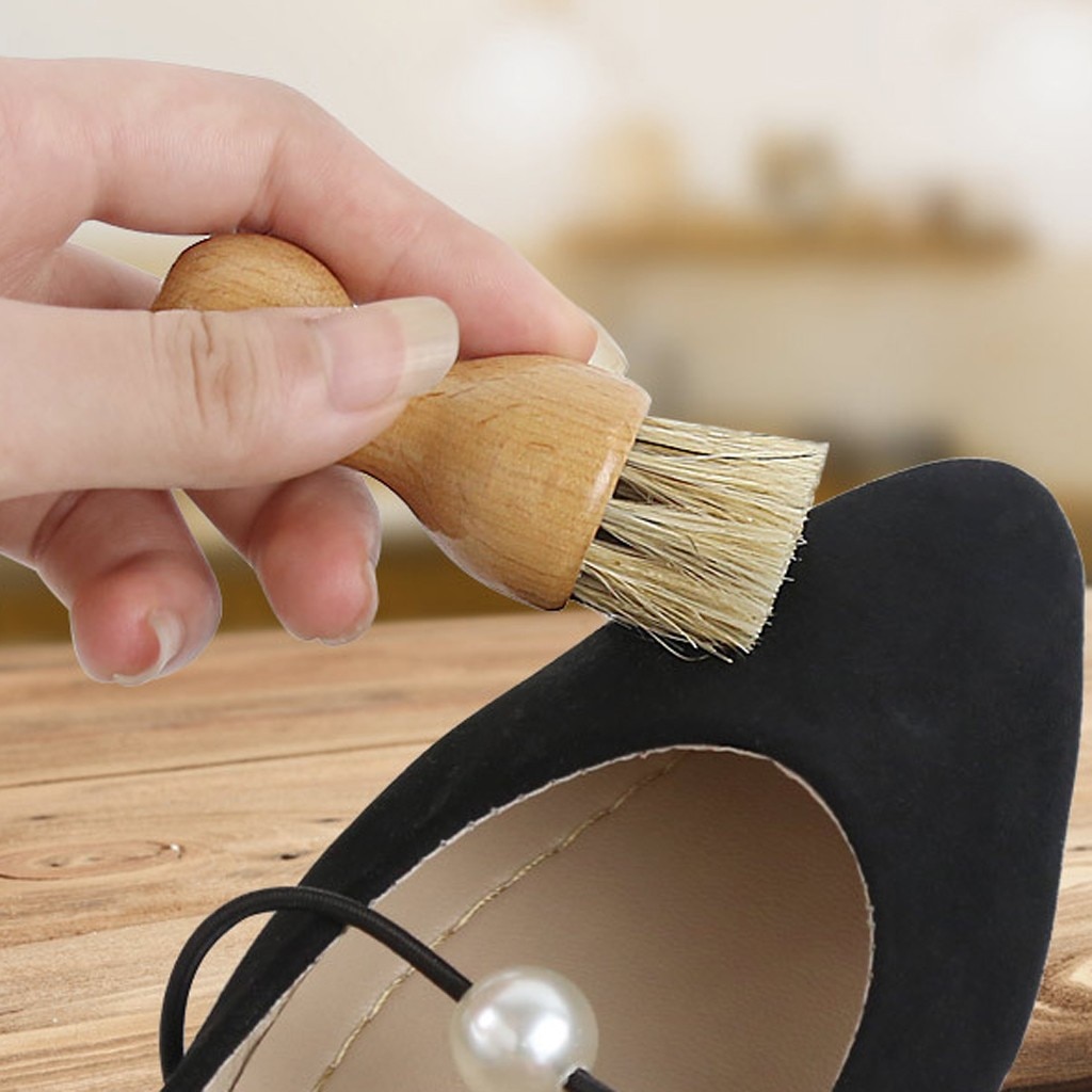 Houten Handvat Schoenen Schoon Borstel Polish Haar Buffing Borstel Schoen Borstel Paardenhaar Hout laarzen schoenen borstel Leer Verzorging tool
