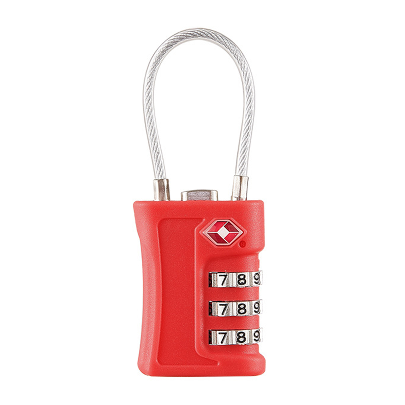 Anti-Theft Luggage Locks Lightweight 3 Dial Combination Steel Wire Lock Tsa-Compatible Travel Luggage Locks: Red