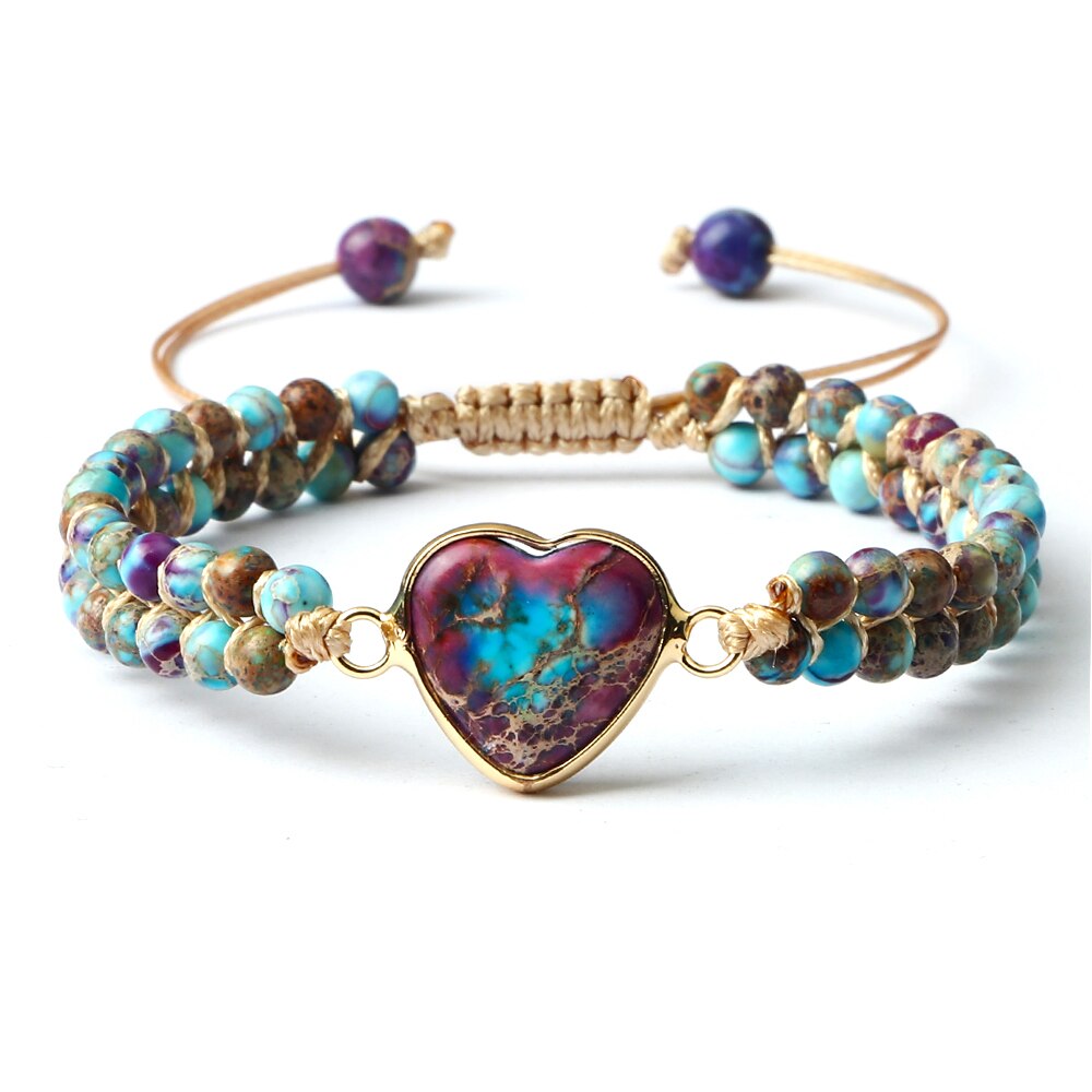 Clássico de pedra natural forma do coração charme macrame pulseira feminino masculino artesanal ajustável trançado pulseiras jóias presente da amizade: style 6