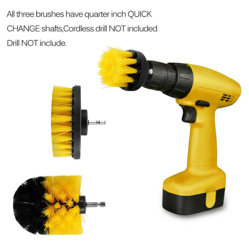 3 pcs Round Electric Bristle Drill Brush Tub Rotary Cleaning Tool Set Attachment Tile Drill Grout Power Scrubber Cleaner