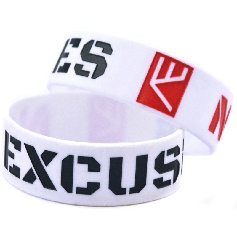 OBH 1PC No Excuse One Inch Wide Silicone Bracelet Engraved and Filled in Color