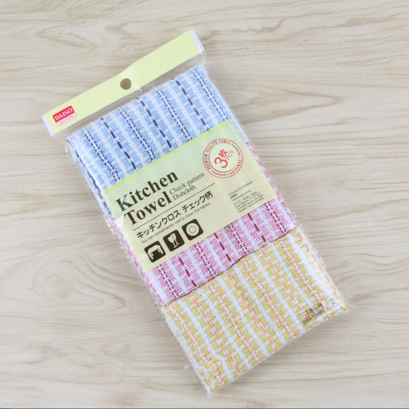 3 stk bomull kjøkkenhåndkle oppvask rengjøringshåndklær vaffelstripet klut absorberende fille skuresvamp hjemmerengjøringsverktøy teklut: Krusning