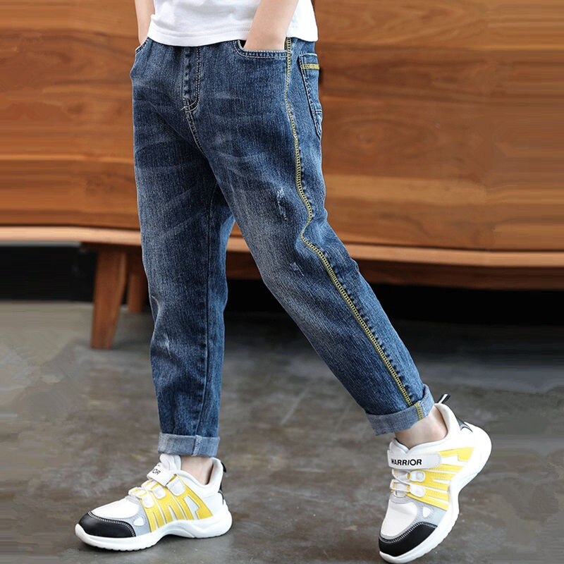 Pantalones vaqueros clásicos para niños, mallas de lápiz para adolescentes, pantalones vaqueros rectos ajustados, pantalones casuales de Jean para niños Y62