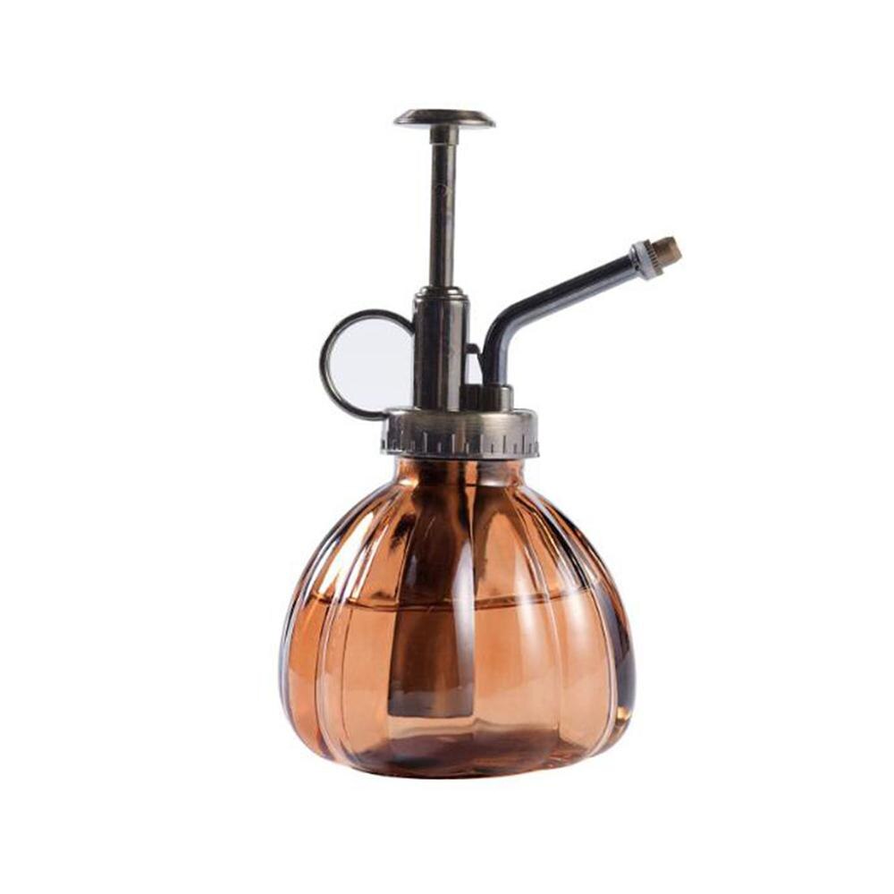 Retro glazen spuitfles, planten, bloemen, waterkan, tuinsproeier, pomp, mist, gieter, pot: Bruine pompoen