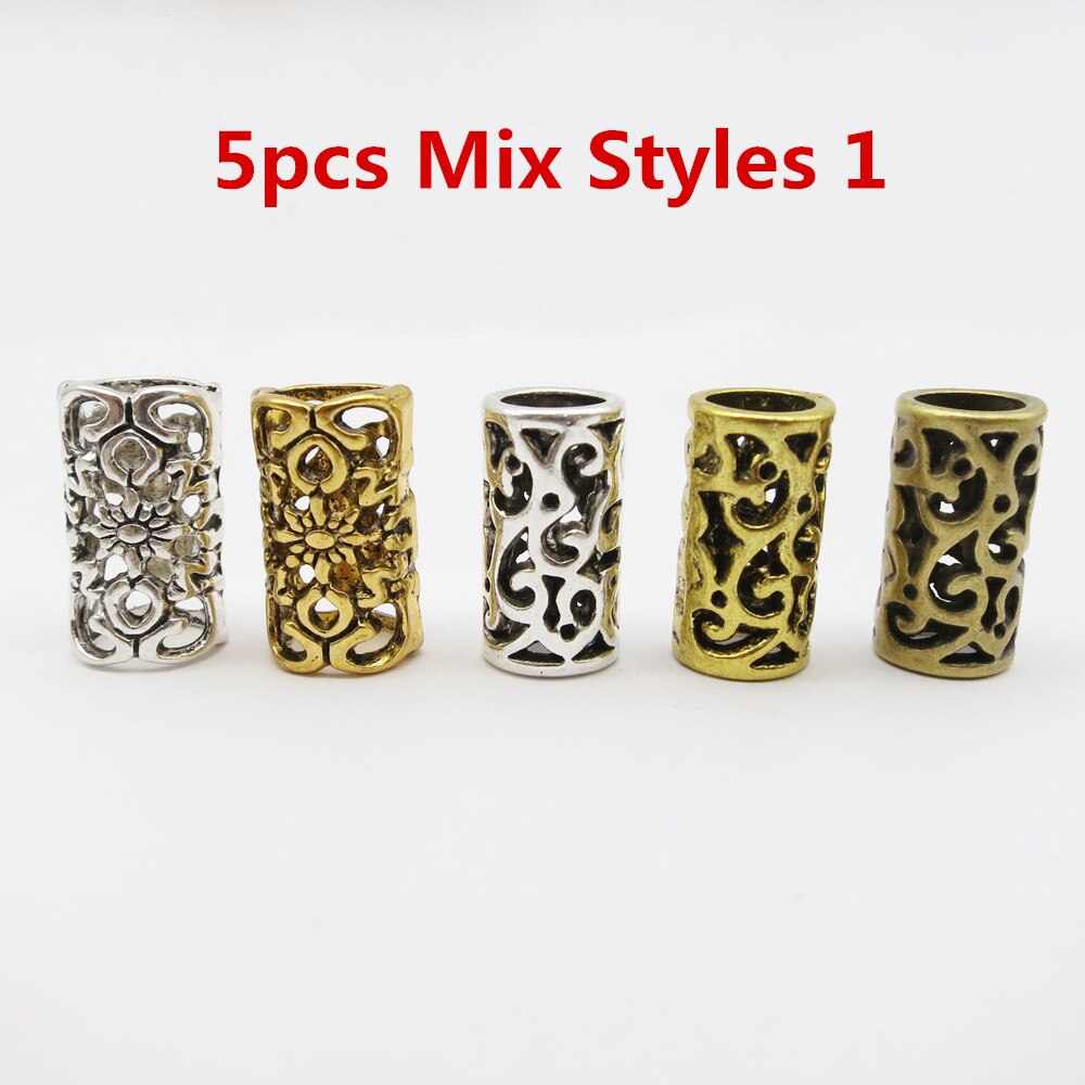 5 stk viking rune hår flette Grue seg skjegg dreadlock perler ringetone rør til hår menn kvinner tilbehør forskjellige 10 stiler