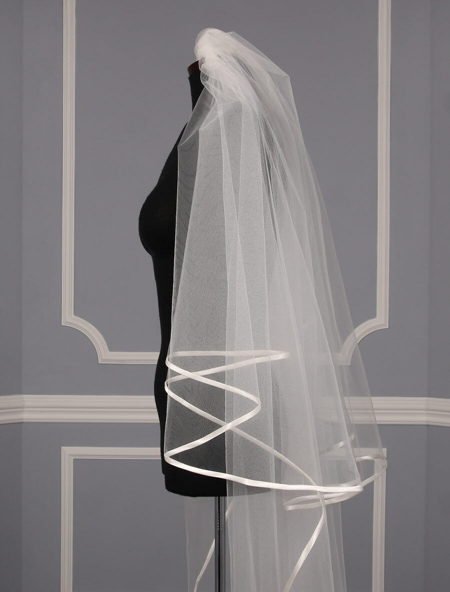 Eastalley Band-Rand Hochzeit Schleier Tulle Zwei Schicht Lange Braut Partei Schleier Hochzeit Zubehör velo para novia velo de novia