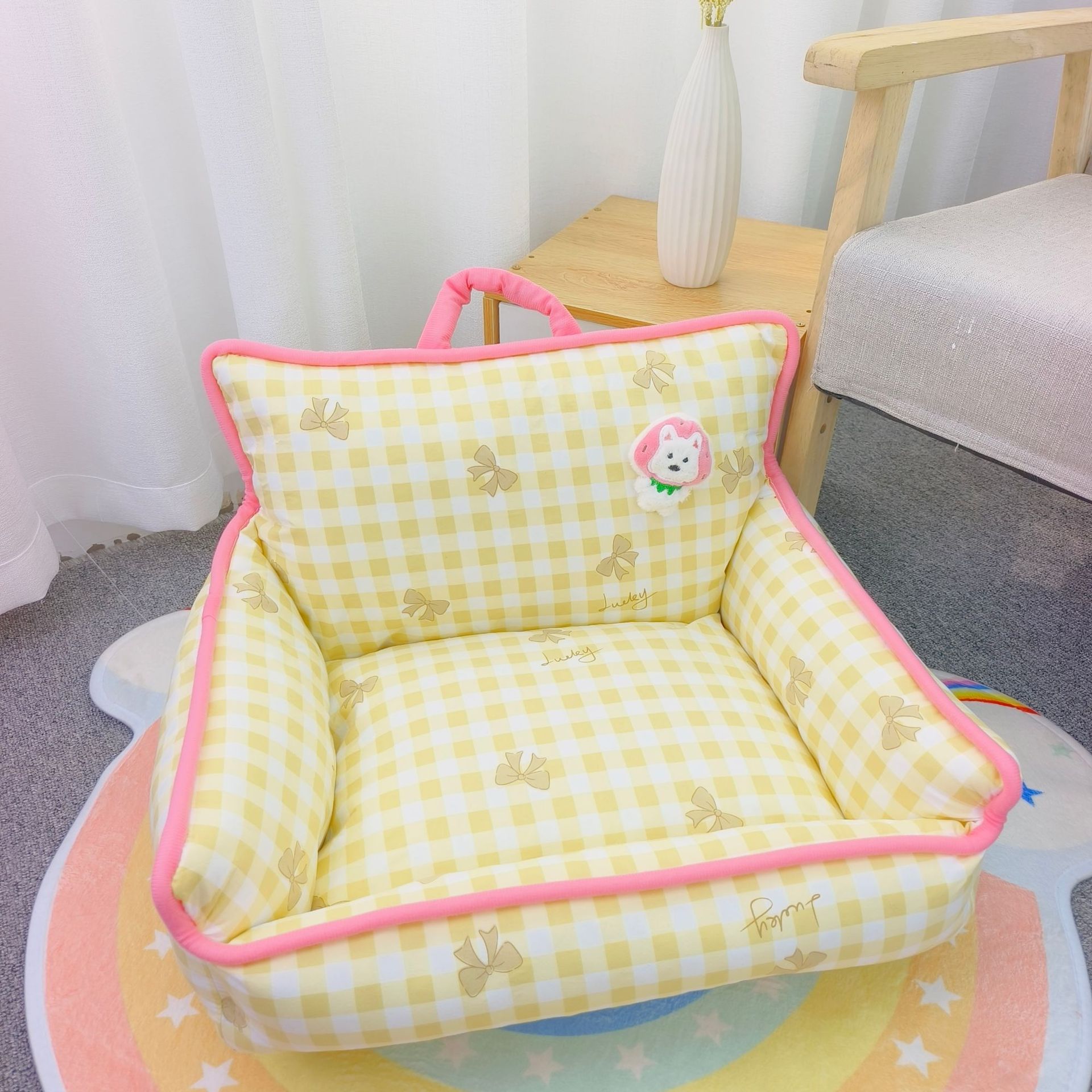 Gezellige en comfortabele huisdierenslaapbank voor herfst en winter Geschikt voor kleine en middelgrote honden Katten Hondenaccessoires Kattenslaapbank: S / YELLOW