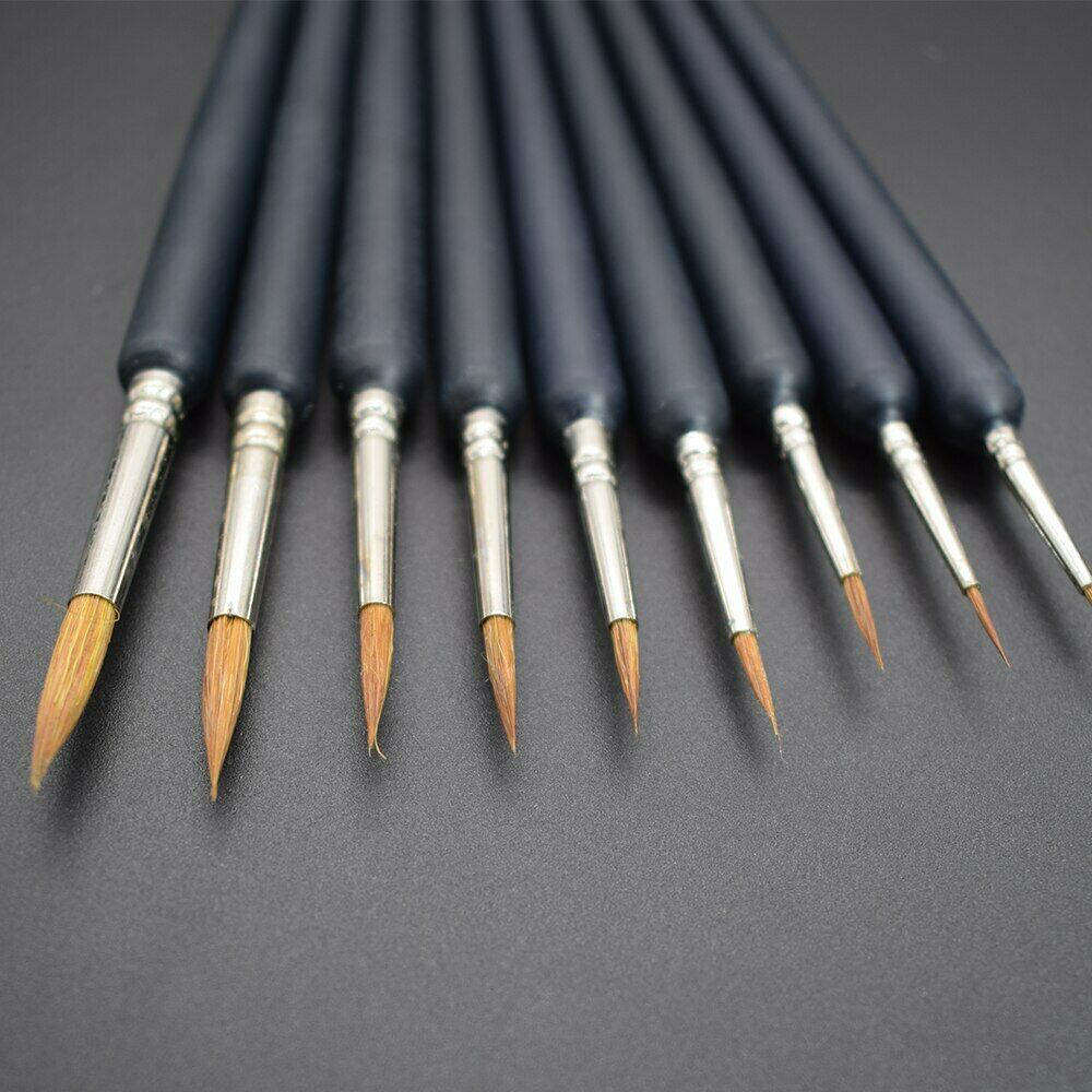 9pc Weasel'S Hair Brush Nail Art Tool Pen Watercolor Gouache Paint Oil Painting For Beginners & Artists Brush