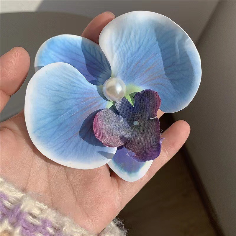 Phalaenopsis-Pinza para el pelo de flores para niña, pasador francés de imitación Floral, , a la , nuevos colores, accesorios para la cabeza