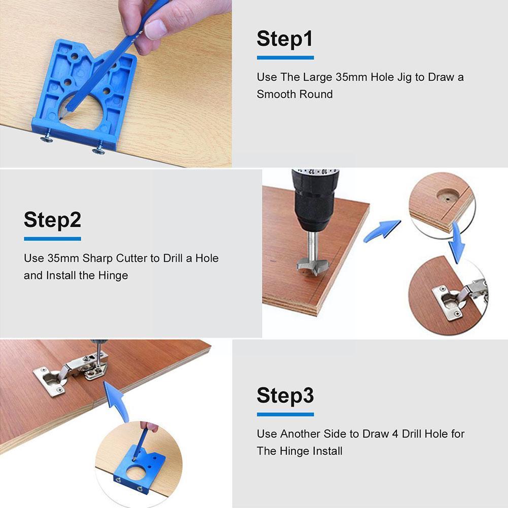 35mm Hinge Drilling Jig Woodworking Tools Concealed Opener Drill Hinge Bit Guide Hole Hole Cabinet Locator Guide Accessorie T4c3