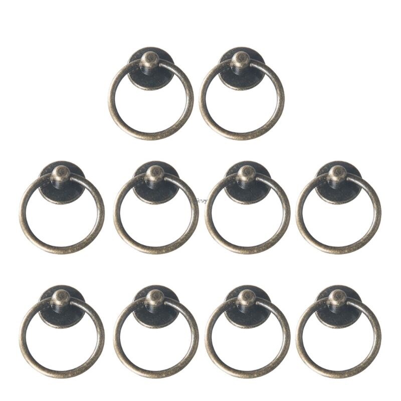 10 Pack Cabinet Knob Cupboard Drawer Pull Handle Dresser Ring Pulls with Screws M2EF: BN