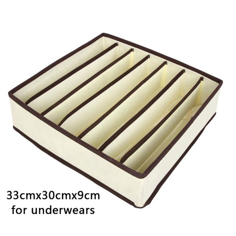 4pcs/Set Underwear Bra Organizer Storage Box 2 Colors Drawer Closet Organizers Boxes For Underwear Scarfs Socks Bra Multi Size: 7 grids