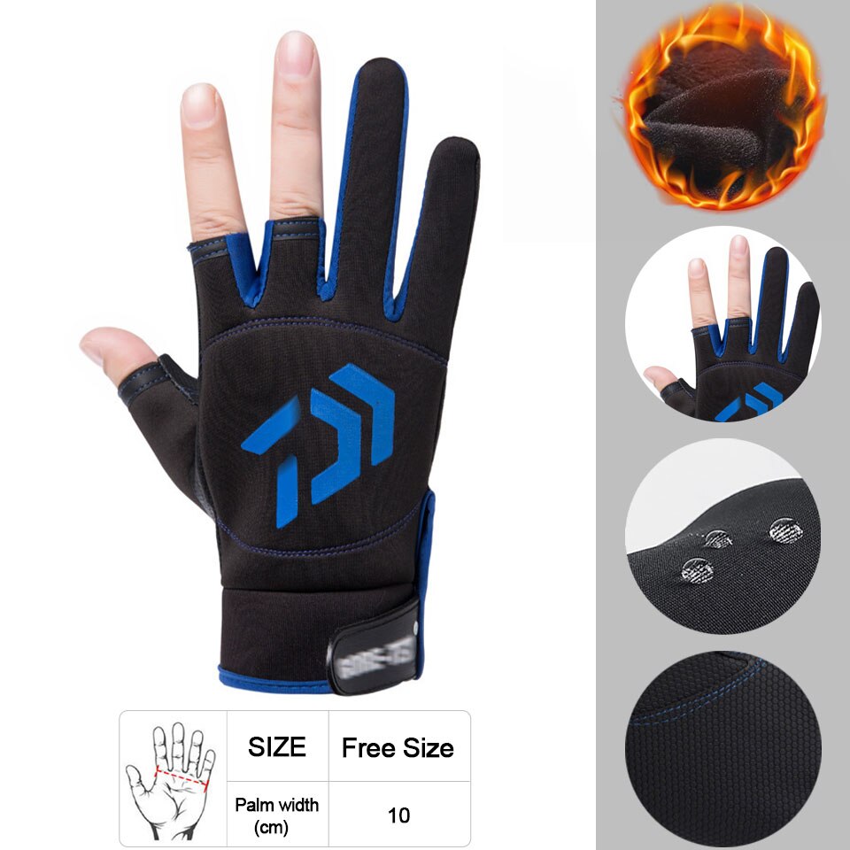 Männer Angeln Handschuhe Im Freien Nicht-slip Angeln Schutz Handschuhe Drei Finger Cut Sport Halbe Finger Handschuhe Angeln Wasserdicht: Type D Blue