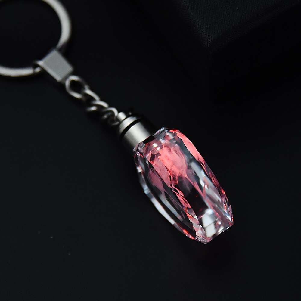 Colorful Keyring Jewelry Fairy Rose Flower Pattern Love Shape Crystal Rhinestone LED Light keychain Lover Key Chain