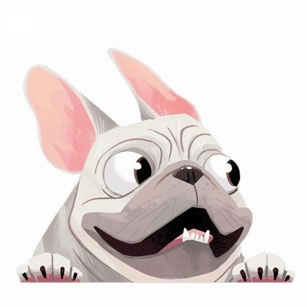 Auto Styling Cartoon Hond Stickers Franse Bulldog Voorruit Vinyl Decal Decor Waterdichte Creatieve Auto Stickers Decoratie 12*14Cm: WHITE