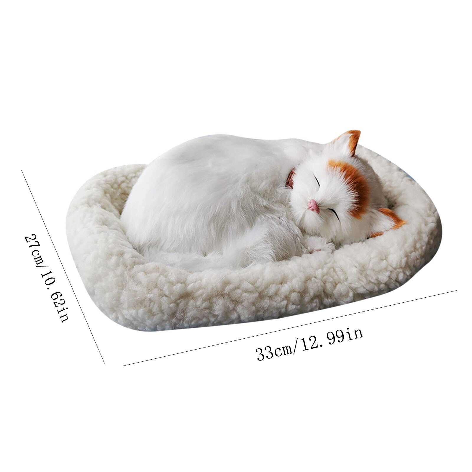 Realistic Sleeping Plush Breathing Cat Furry Dog With Mat Animals Decor Sleeping Breathing Cat Baby Toys Plush Toys: B