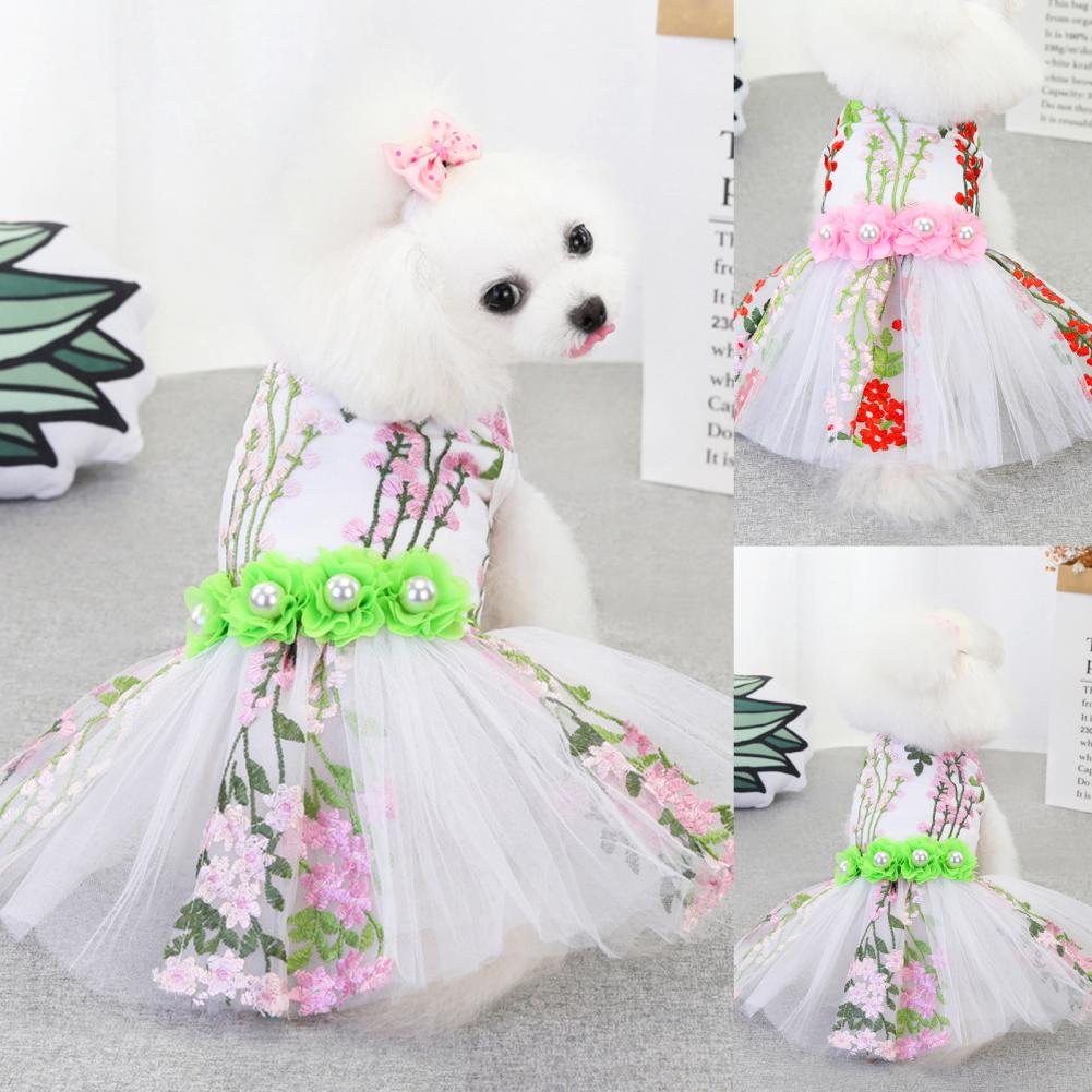 Cute Dog Clothing Nice-looking Universal Dog Skirt Dog Wedding Leafy Flower Clothing for Pomeranian Pet Skirt