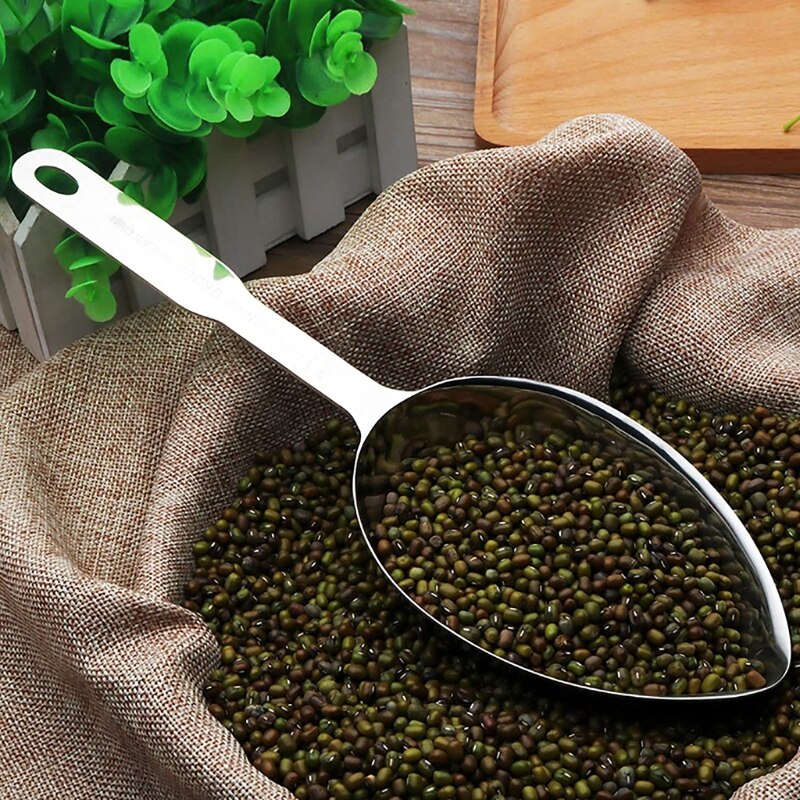 Stainless steel oval 1 cup measuring scoop ice cream tea food measuring spoon multifunctional measuring scoop