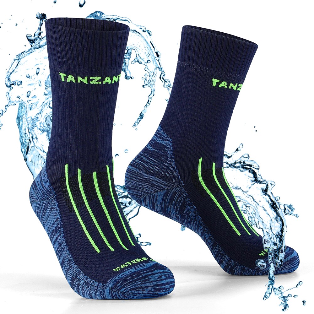 Wasserdichte Socken für Herren, Wärmer Schnee, Thermo-Sportsocke, PORELLE Membranen, Snowboard, Radfahren, Ski, Fahrrad, Winter, Schwarz, Blau: M / Schwarz