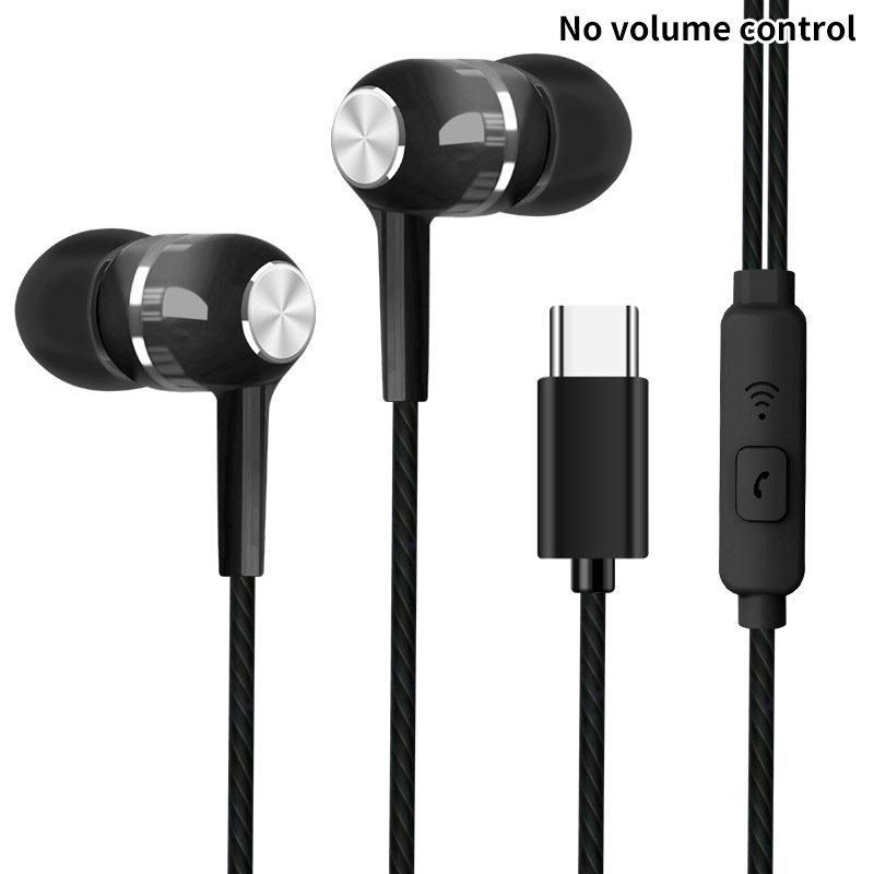 Mobile Phone Wired Headphones In-ear Simple With Mic TYPE-C Silicone Ear Tips Business Wired Headset Heavy Bass Music Earphone: Yellow