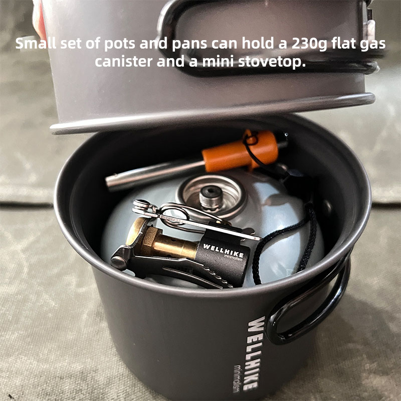 WELLHIKE Portable Ultralight Camping Set Pot 1 Person Foldable Backpack Cooking Set Outdoor Hiking Picnic Camping Tableware