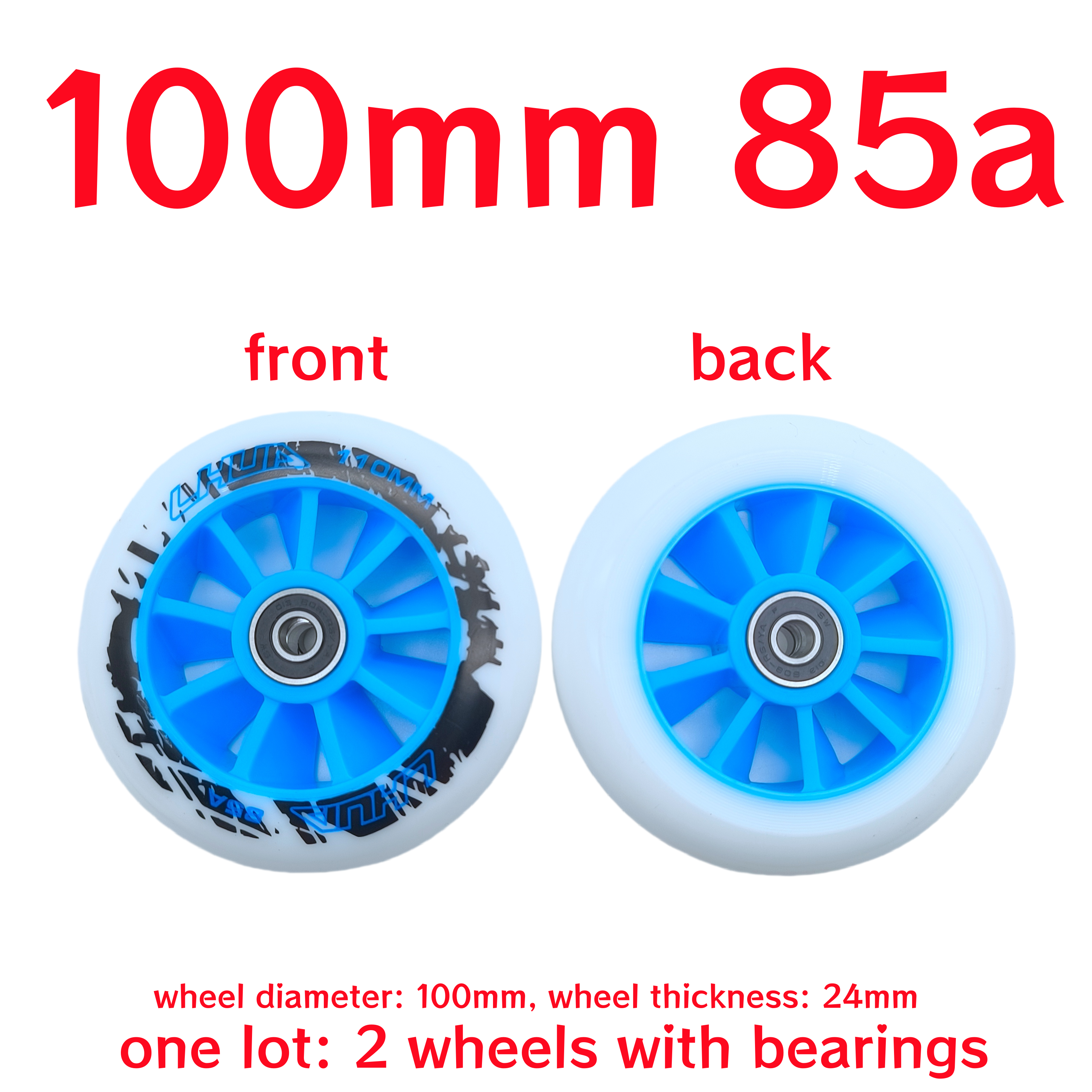 scooter accessories skate wheel scooter wheel 90mm 110mm 120mm 125mm wheel thickness 24mm 2wheels/lot: black