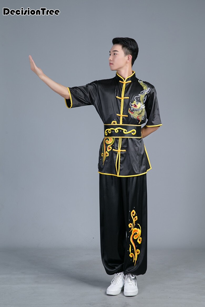 Chinese Tai Chi Wushu Kleding Vechtsport Pak Kung Fu Uniform Wing Chun Shaolin Geborduurde Demo Outfit Voor Mannen