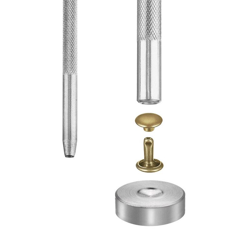 Lederen Klinknagels Enkele Cap Klinknagels Buisvormige Metalen Studs met Fixing Tool Kit voor Leer Craft Repareren Lether Gereedschap Set