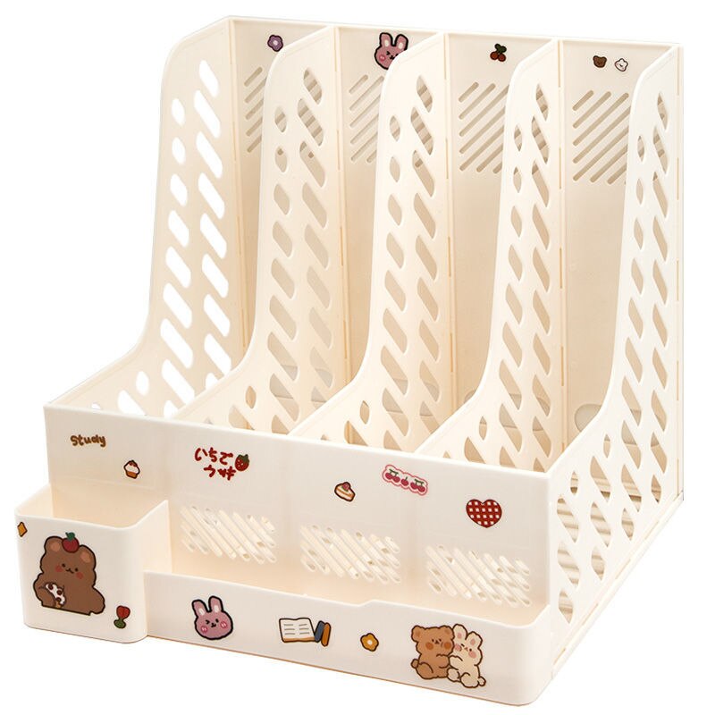 Kawaii Desk Organizer File Tray Desk Book Stand Office Desk Book Storage Box Bookends Book Shelf Stationery Organizer