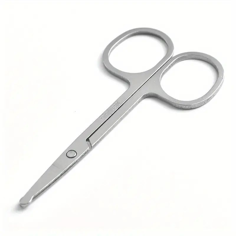 Tijeras para recortar cejas, nariz, pelo y barba de acero inoxidable, tijeras para recortar para hombres y mujeres, simple y práctico: Plata