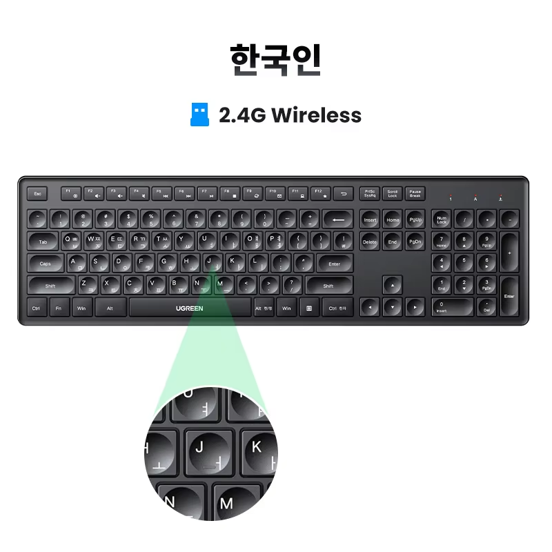 UGREEN Keyboard Wireless Bluetooth & 2.4GHz Russian/Korean/English Keycaps for Laptop MacBook iPad PC Tablet Bluetooth Keyboard: Blue