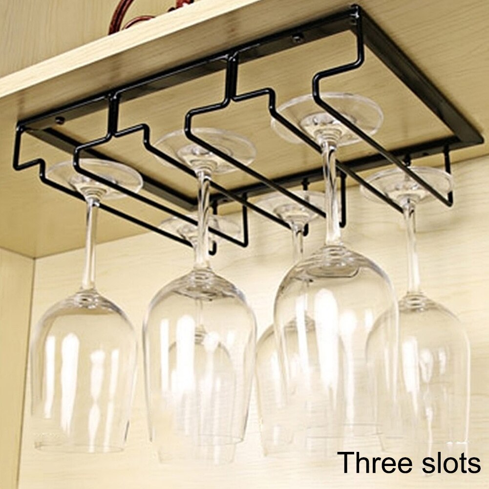 Estante de cristal de vino de cocina hierro Metal artesanía 4 filas Steamware percha soporte de vidrio de vino accesorios decorativos suministros para el hogar: 3 slots