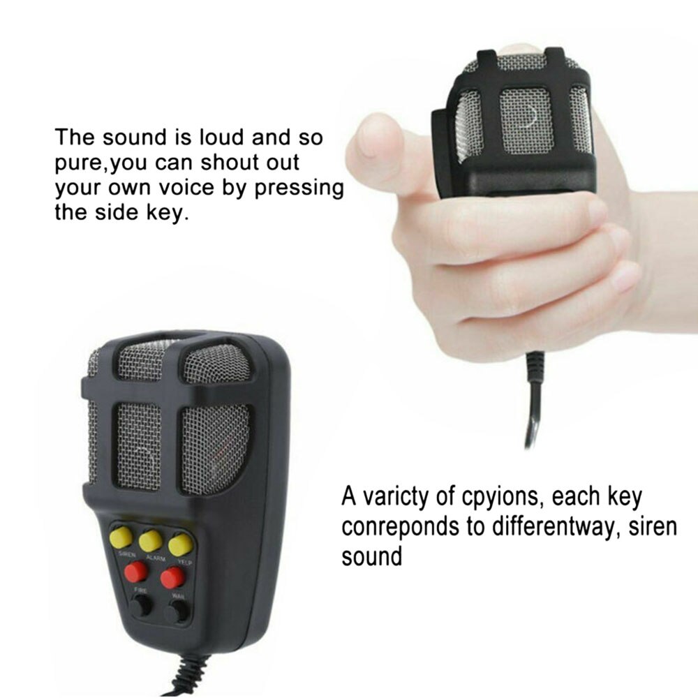 Universal 12V 100W Car Warning Alarm 7 Tones Police Fire Loud Speaker MIC System BX101644