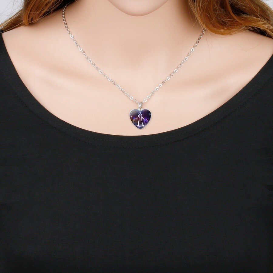 12 Sterrenbeeld Ketting Voor Vrouwen Glas Constellation Hart Vormige Hanger Kettingen Choker Vrouwelijke Mode Verjaardag Sieraden