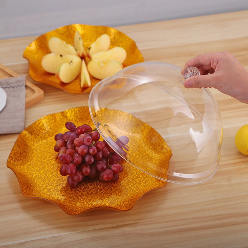 Pc Acryl Transparant Voedsel Stofkap Cirkel Plastic Groente Cover Taart Deksel Fruitschaal Cover Snack Cover Kan Gai