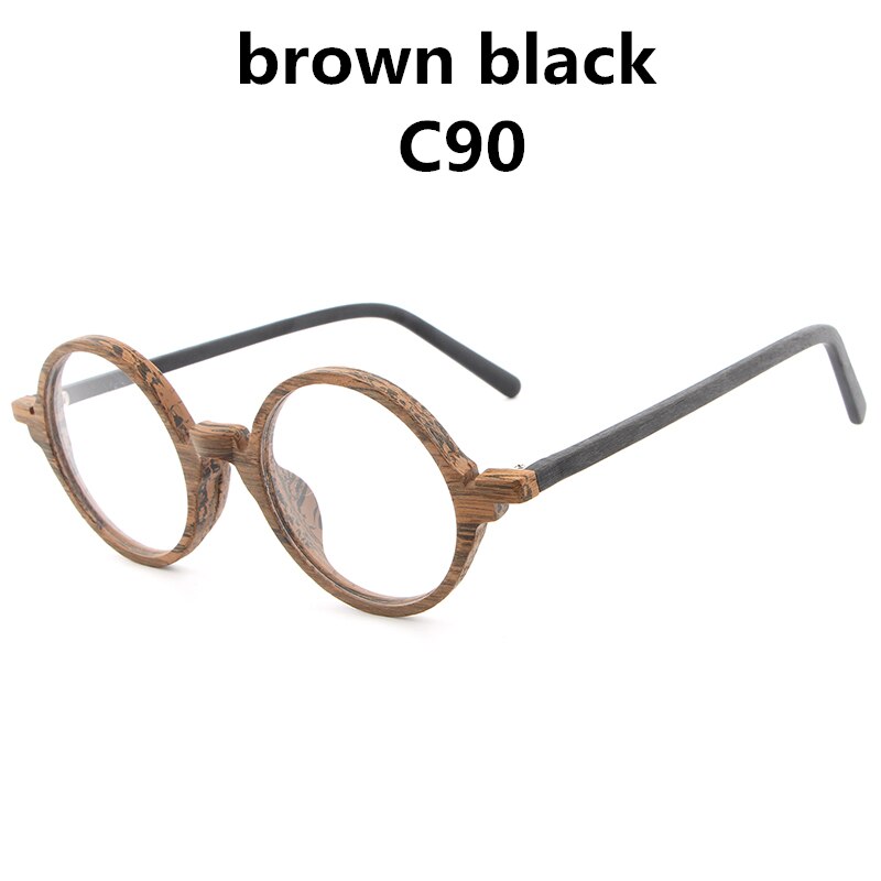 AZB retro drewniane oprawki okularów ramki okrągłe oprawki okularowe mężczyźni kobiety drewniane przezroczyste klosze oprawki robić okularów robić czytania HB024: C90