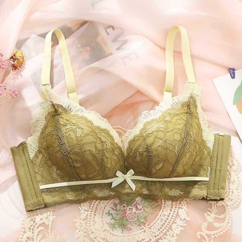 Soutien-gorge léger pour filles, tasse légère, ne vide pas, sous-vêtements à lait, sans jantes, 165 # ~: Green tea. / 36